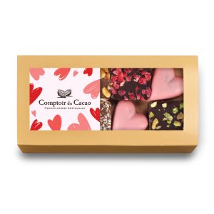 Comptoir du Cacao Praline and Heart chocolates in Sliding Gift Box 75g