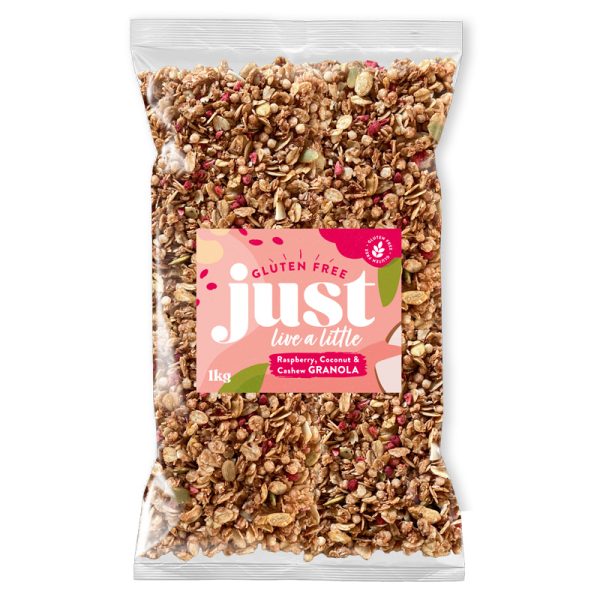 Granola de Framboesa Coco e Cajú Gluten Free Just Live A Little 1kg